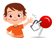 niño indica que se debe hacer clic en los botones