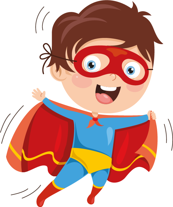 niño vestido de superhéroe volando